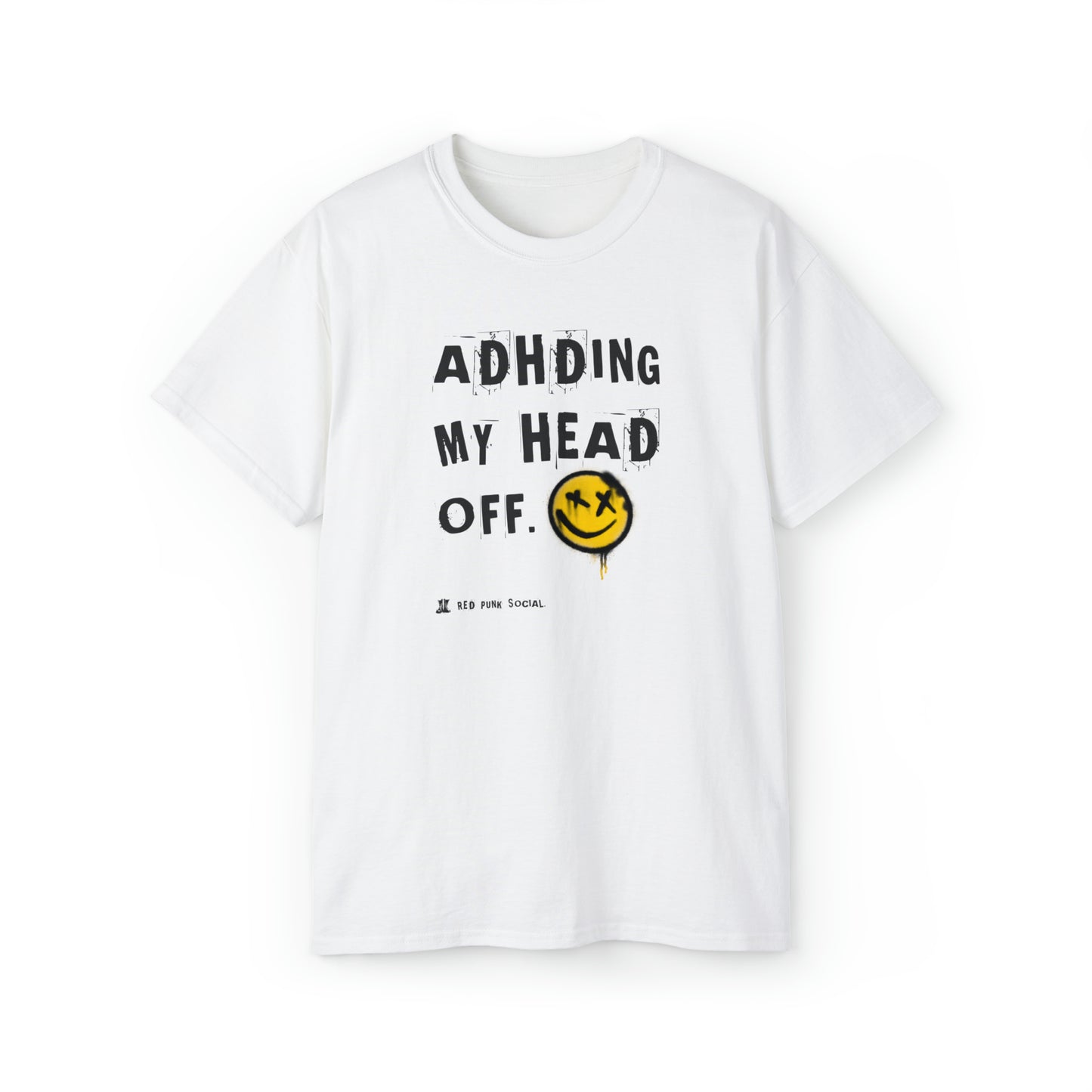 ADHDing My Head Off (Smiley Face) Unisex Cotton T-Shirt