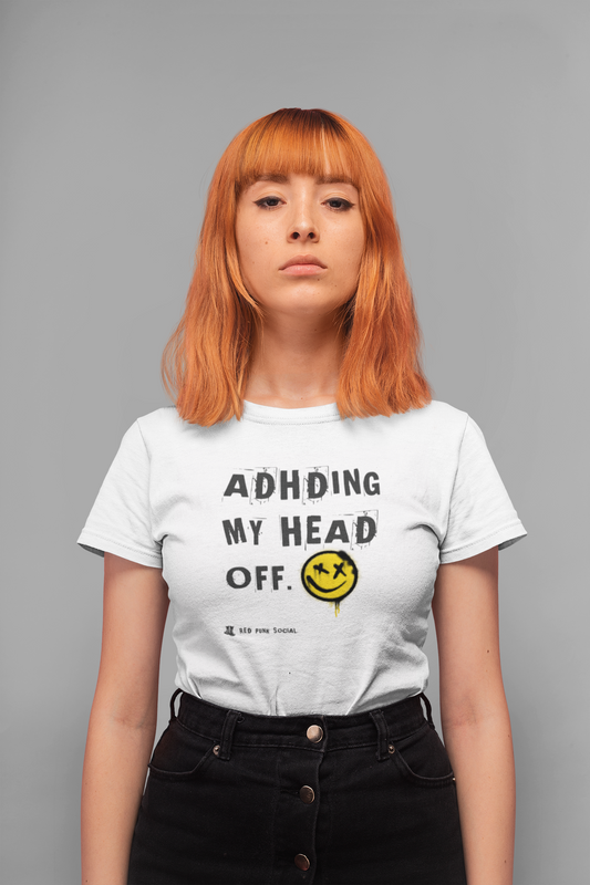 ADHDing My Head Off (Smiley Face) Unisex Cotton T-Shirt