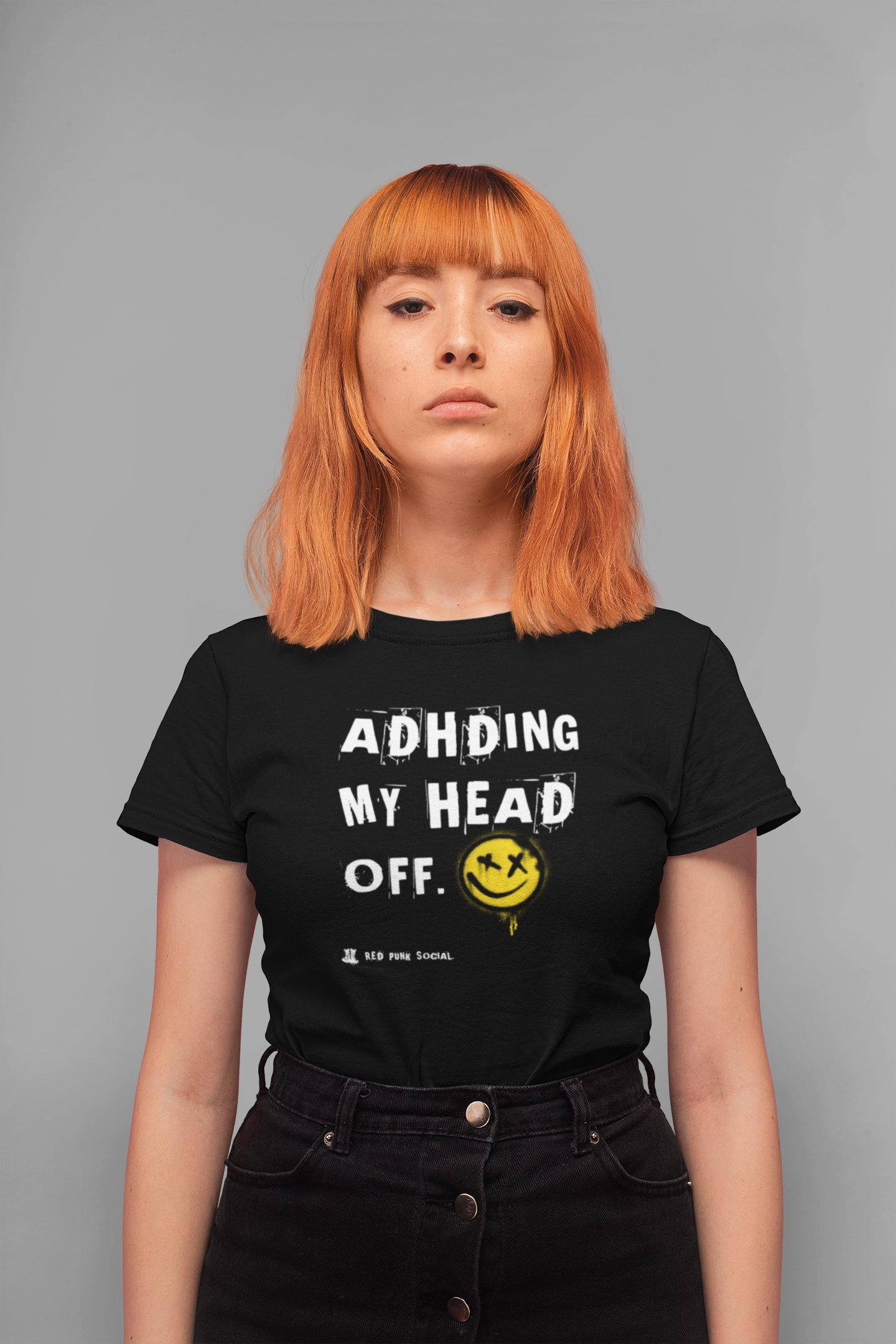 ADHDing My Head Off (Smiley Face) Unisex Cotton T-Shirt